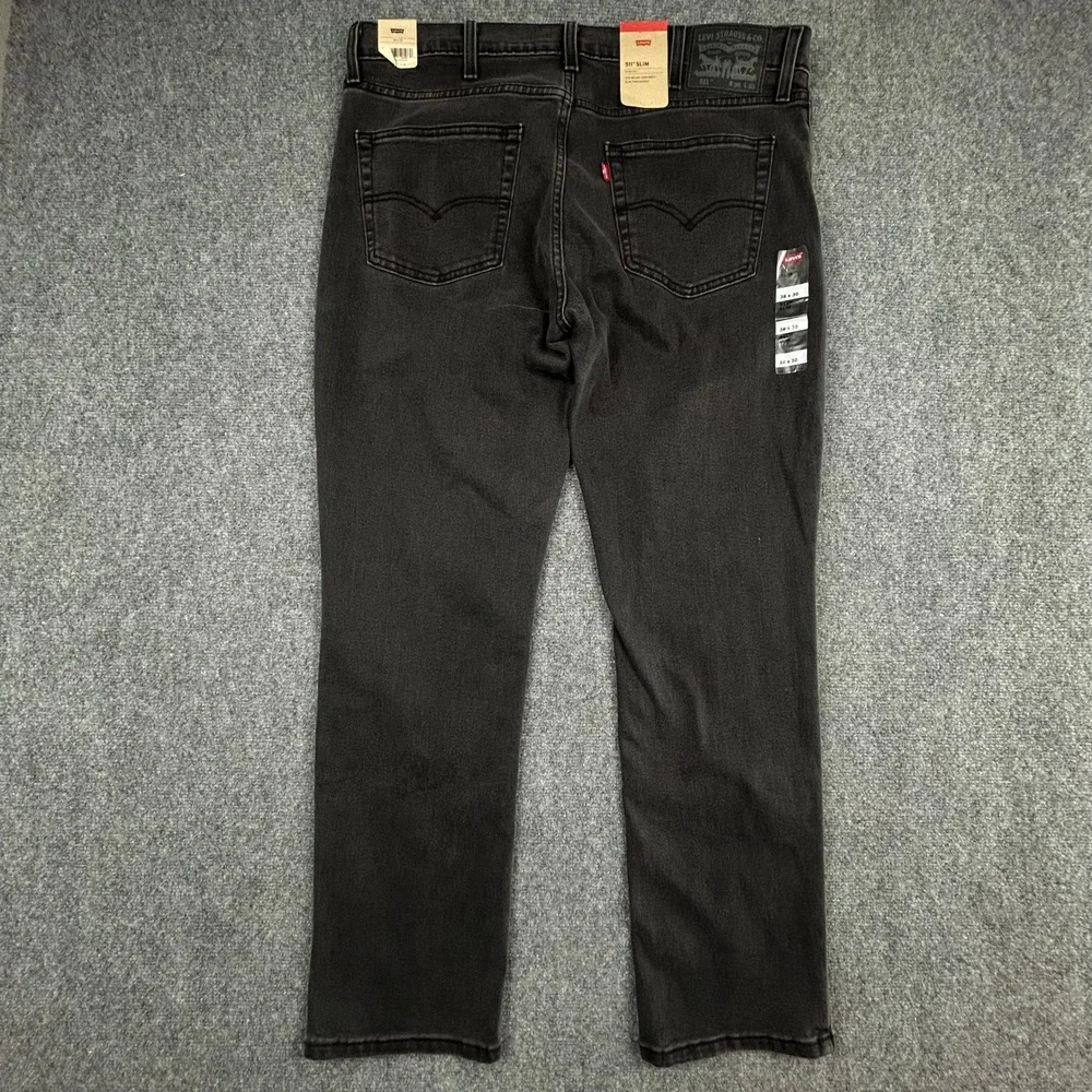 Levi's 511 Slim Jeans Mens 38x30 Black Stretch 5-Pocket Denim Pants